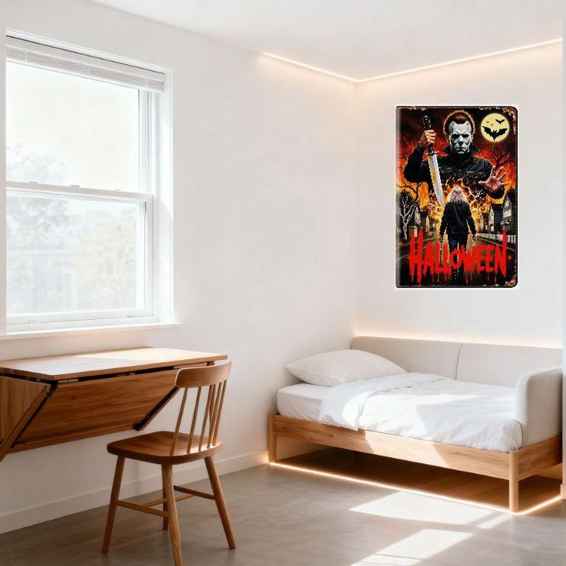 Halloween Michael Myers Horrorfilm Metallblechschild Vintage Gruseliges Poster Wanddekoration für Zuhause Club Café Bar Dekoration