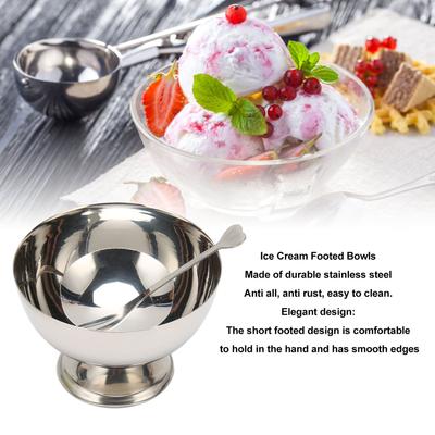 Glasskålar med fot Rostfritt stål Återanvändbara Dessertkoppar Set för Glass Sundae Frukt Snacks Fest Efterrättsskål Rund Yoghurtkopp