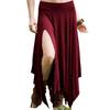 Women Skirt High Waist Solid Color Irregular Hem Long Skirt Side Slit Design Slimming Skirt Work Leisure Travel Wear