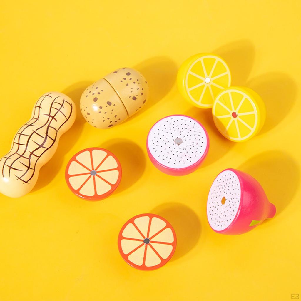 1 Cutting Fruit Vegetables Set Wooden Food Pretend Play Early Educational Toy for Toddler