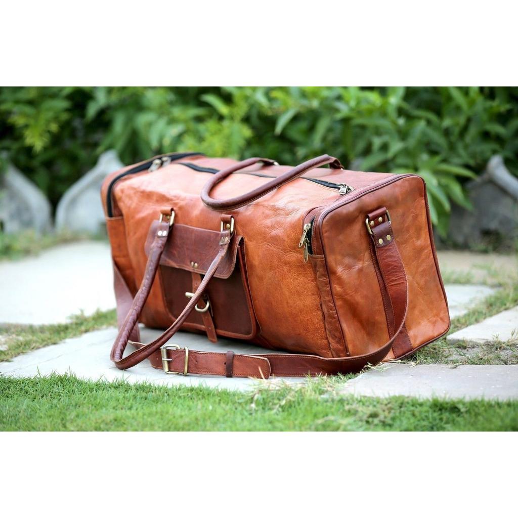 25" Neue braune Vintage-Reisetasche aus echtem Leder für Herren, Reisegepäck, Sporttasche