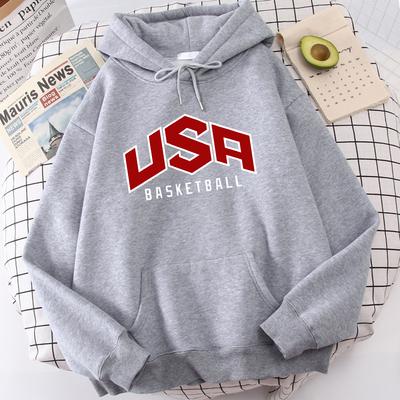 Usa Basketball Prints Men Hoodies Fashion Streetwear Comfortable Outdoor Tracksuit Quality Round Neck Hoodie For Men
