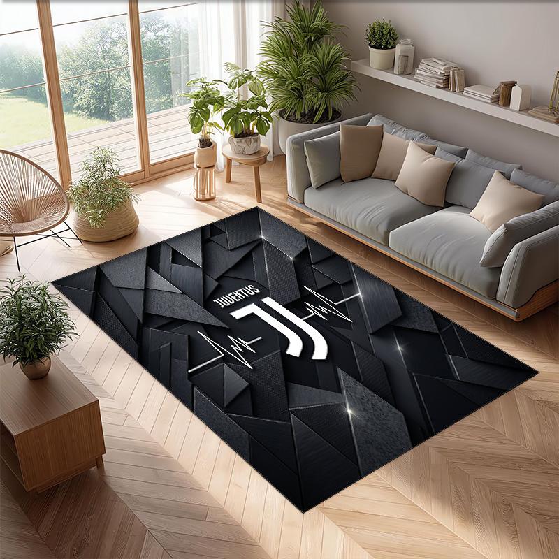 Tappeto in Flanella Stampato Juventus FC Antiscivolo Morbido Poliestere Tappeto per Pavimento Tappetino Decorativo per Interni per Camera da Letto Soggiorno Divano