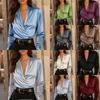 Luxury Satin V-Neck Top for Women - Versatile Workwear