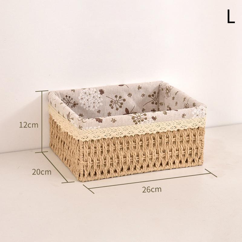 Многоцелевая корзина для хранения вещей, имитация ротанга, органайзер для рабочего стола, корзина для косметики, закусок, украшение для дома L