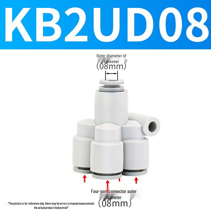 KB2UD One-In Four-Out Y-Type Variable Diameter Quick Plug Pneumatic Connector (Sizes: 04, 06, 08, 10)