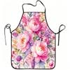 1pc Pink Peony And Lavender Floral Print Apron, Durable And Easy To Clean, Adjustable Waistband, Polyester Material, for Kitchen Cooking, Gardening, O