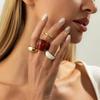 Salircon 4Pcs/Set Vintage Brown Transparent Resin Wide Rings Women Irregular Geometric Ring Autumn Winter Charm Jewelry Gift New