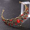 Wedding Crown Gold Tiaras Bridal Headband Red Crystal Tiaras Crowns Crown Bride Headpiece Wedding Hair Accessories