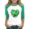 Tops For Youth Girls 4-16 Years Round Neck 3/4 Sleeves T-Shirts Trendy Tops Outfit Tees