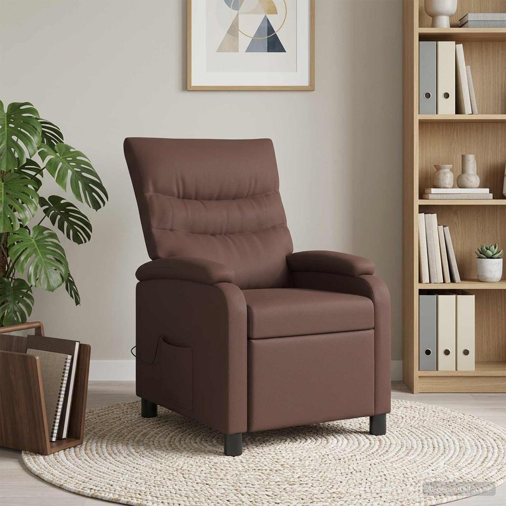 Massage Recliner Brown Faux Leather