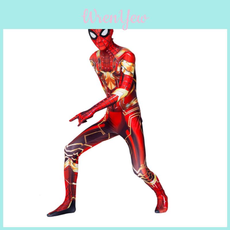 Marvel Steel Spider-man Cosplay Costume Full Body Outfit With Hood