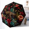 0106 Floral Chicken & Dinosaur  pattern, automatic folding umbrella, portable and foldable design, 8 ribs, a Christmas or birthday gift.
