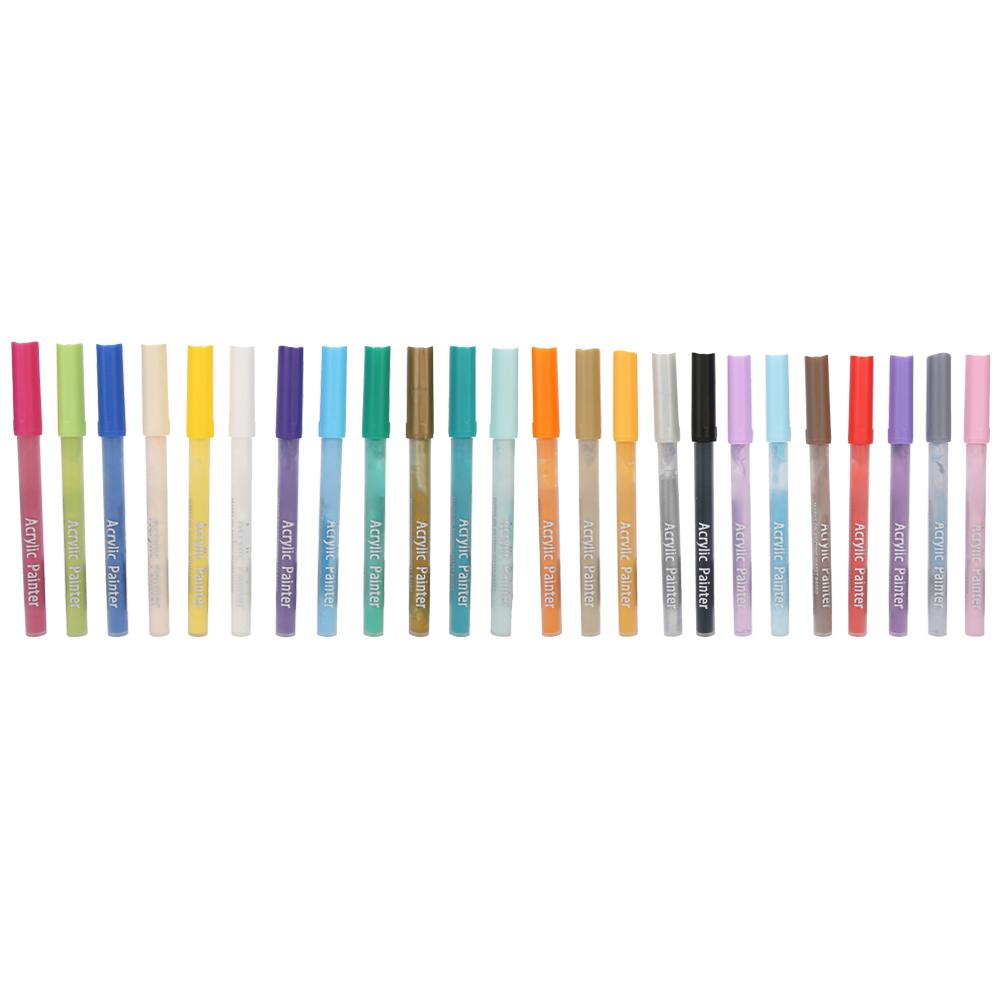 Coloured Acrylic Marker Pen Kit Non Toxic Water Based Painting Drawing Tool(24 Colors )