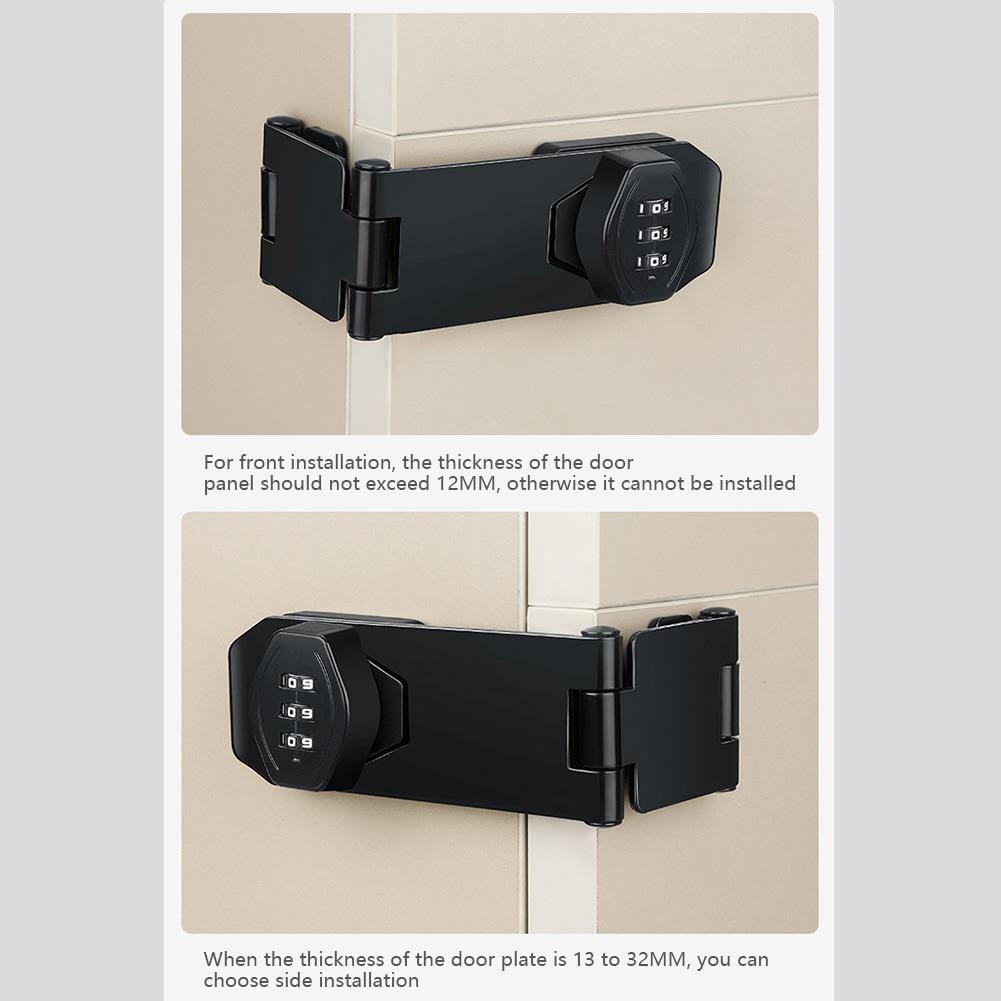 Household Cabinet Password Hasp Locks Cabinet Door Combination Lock Door Security Slide Latch Lock for Small Doors Cabinets Door