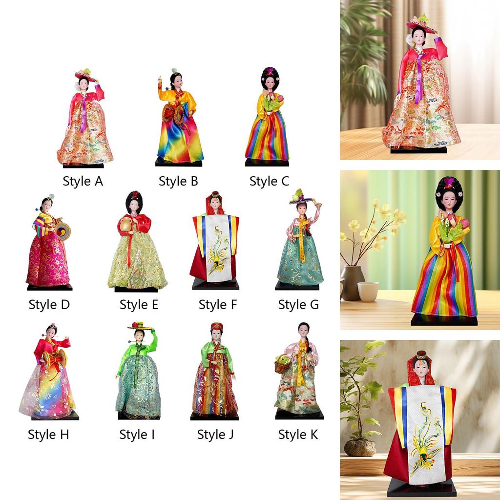 Hanbok Doll Mini Portable Korean Geisha Doll Traditional Handicraft for Birthday Presents Store Tabletop Household Bookshelf
