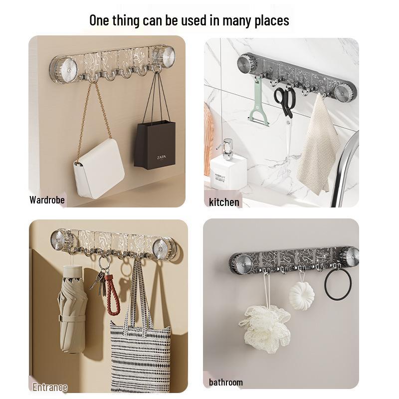 Elegant Suction Cup Rotating Towel Rack: Wall-Mounted, No-Drill Bathroom Hook and Shelf.