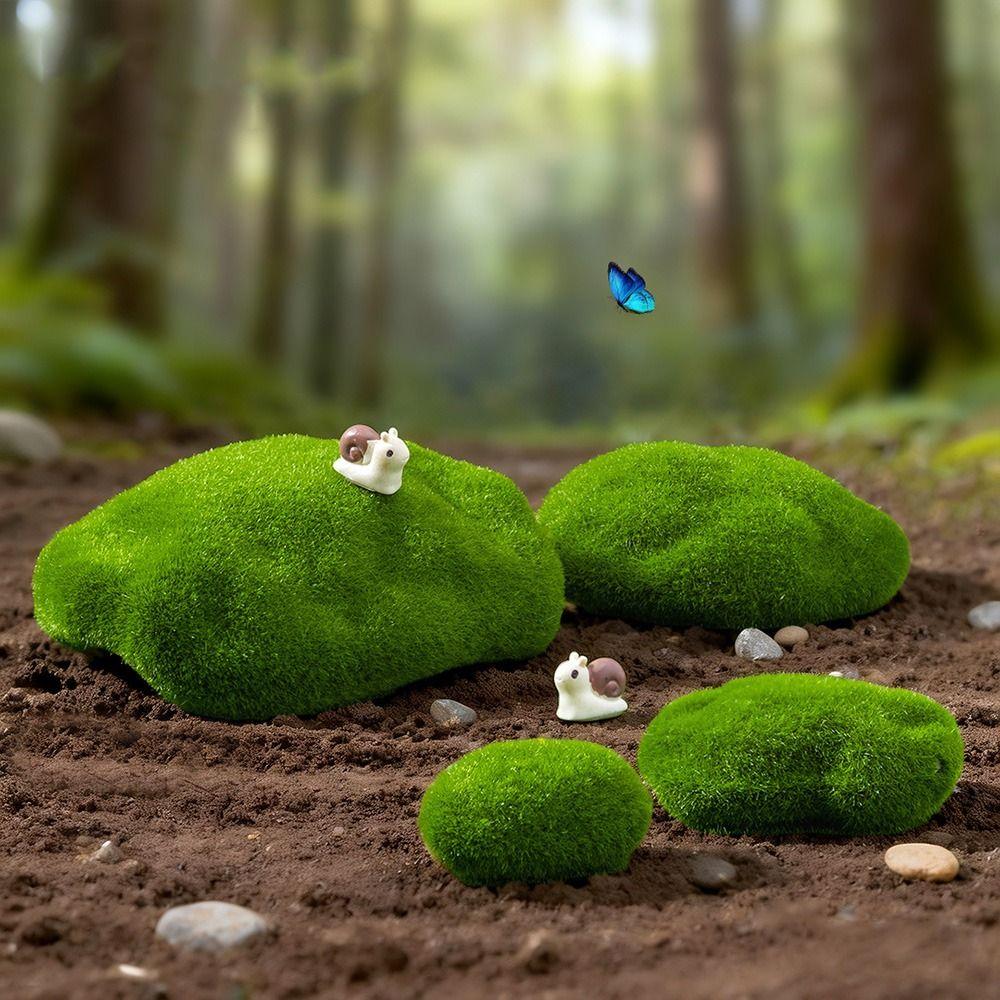 2/4/6/10PCS Flocking Foam Artificial Moss Rocks Micro Landscape Miniature Figurine  Landscape Making