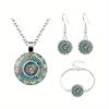 Mandala Flower Time Gemstone Náhrdelník & Náramek & Náušnice Sada šperků Vintage dekorace Kreativní skleněný přívěsek pro ženy