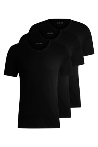 [BOSS] Boss T-Shirt 3-Pack Logo Embroidery Cotton Men's XL Black