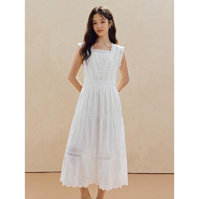 INMAN Women's Xinjiang Cotton Embroidered Sleeveless A-line Dress