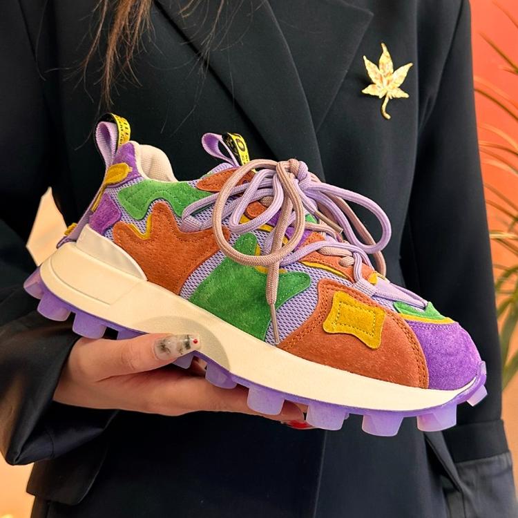 Dámské boty Dad's Shoes 2025 Nové Jaro Podzim Všestranné Silná Podrážka Boty do Lesa Běžecké Sportovní Ležérní Boty
