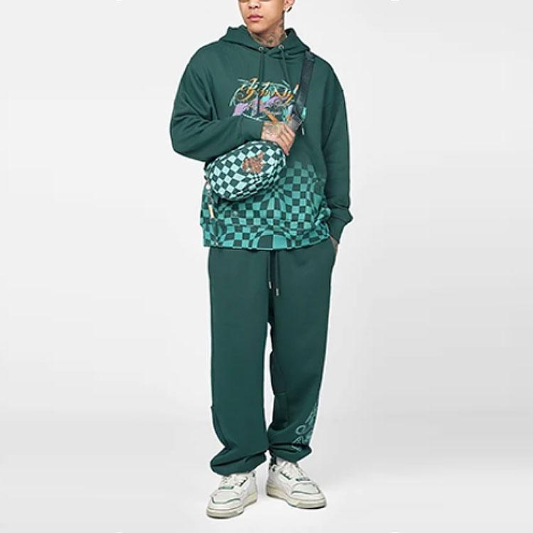 Li-Ning Badfive Sports Basketball Series Sichuan Print Loose Hoodie Pullover Unisex Hoodie Dark-Green AWDRH63-3