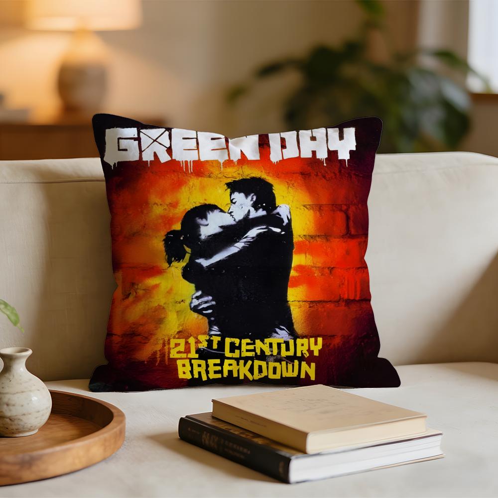 GGreen DDay Band Album Cushion Cover Short plush pillowcase for bed sofa carwashable