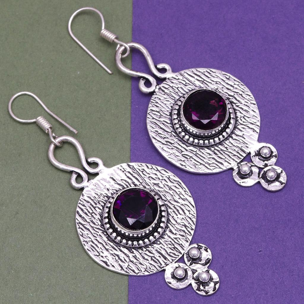 925 Silver Amethyst Sterling Gemstone Earring Jewelry Handmade Earrings Purple