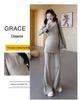 Maternity Chic: Korean-Style Long Sleeve Top & Micro Flare Pants Set for Spring/Autumn