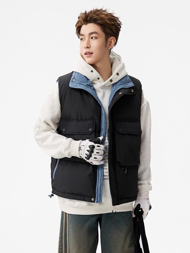 ACU Unisex Stand Collar Down Vest: Warm Workwear with Pockets for Autumn/Winter