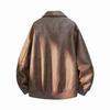 Autumn/winter new men's leather jacket, simple and fashionable American trendy brand collar work jacket, men's leather jacket