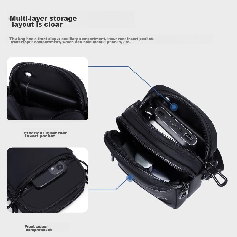 GOLF Casual Crossbody Bag, Lightweight Phone Pouch, Water-Resistant Sport Bag, Black