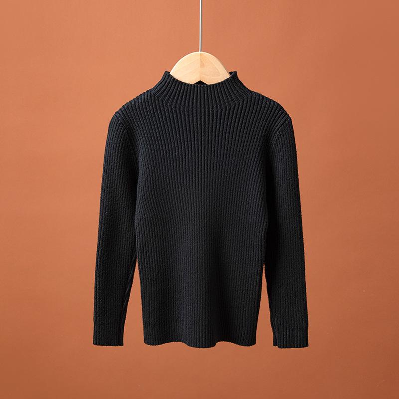Korean Style Kids' Half-High Neck Sweater: Versatile Knitwear for Autumn/Winter