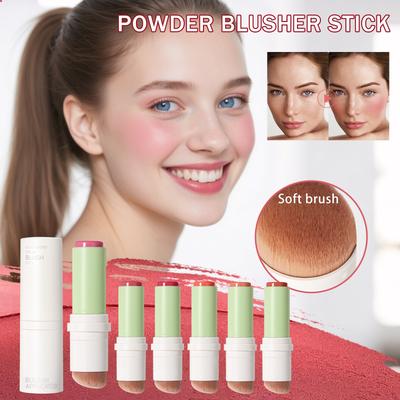 Creme-Rouge-Stick mit Pinsel, Glatte Textur, Lang anhaltende Farbe, 2-in-1 Mehrseitiges Rouge, Geeignet für Wangen und Lippen