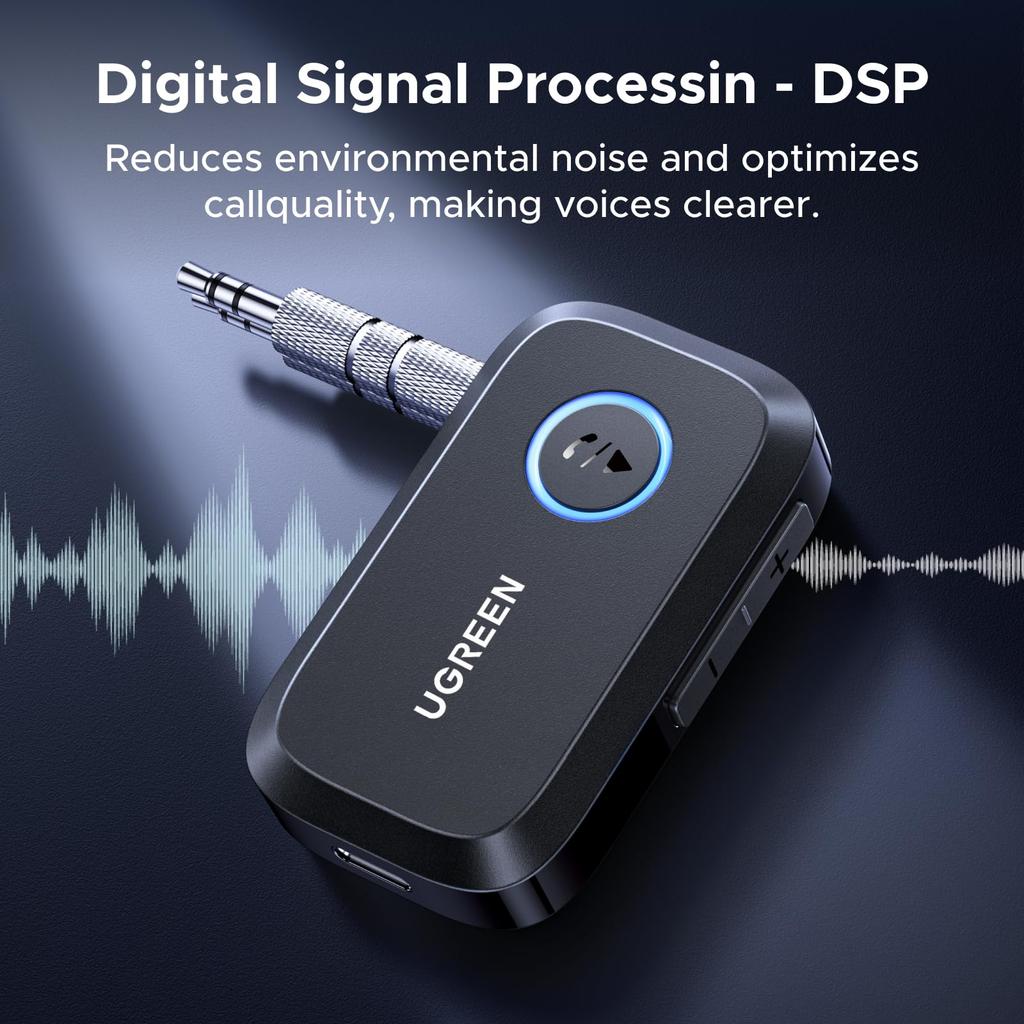 UGREEN Bluetooth Car Car Component 15M Communication Black Certification 5.3 Receiver, 3.5mm Receiver, SBC/AAC, Audio, AUX, iPhone, Android, Stereo,