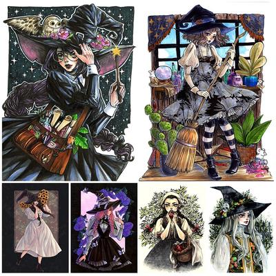 Schöne Lori Little Witch Kunstposter und Drucke, dekorative Hexerei und Magie der Hexen, Wandkunst, Leinwandgemälde, ohne Rahmen