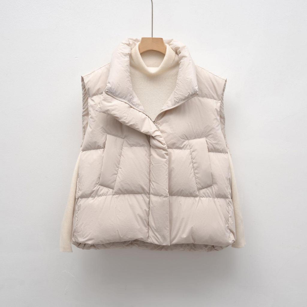 Women's Autumn/Winter Stand-up Collar Down Vest - Short, Loose, Casual Gilet