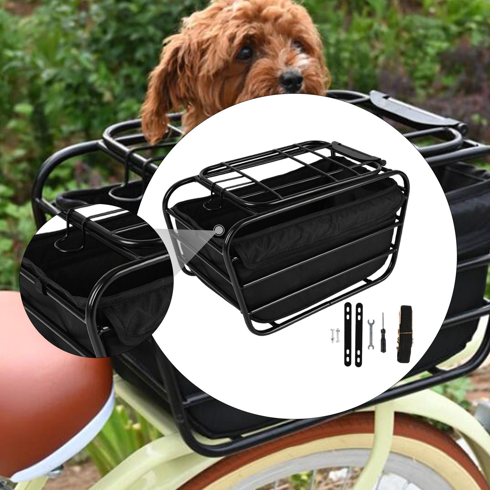 Задняя корзина для велосипеда Модная Прочная Легкая установка Велосипедная багажная полка Велосипедная корзина Велосипедная стойка-корзина для питомцев Пешие прогулки Электровелосипеды чёрный