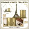 Vintage Pen Holder Organizer, Luxury Desktop Storage Box for Home Study Desk Decor Gift