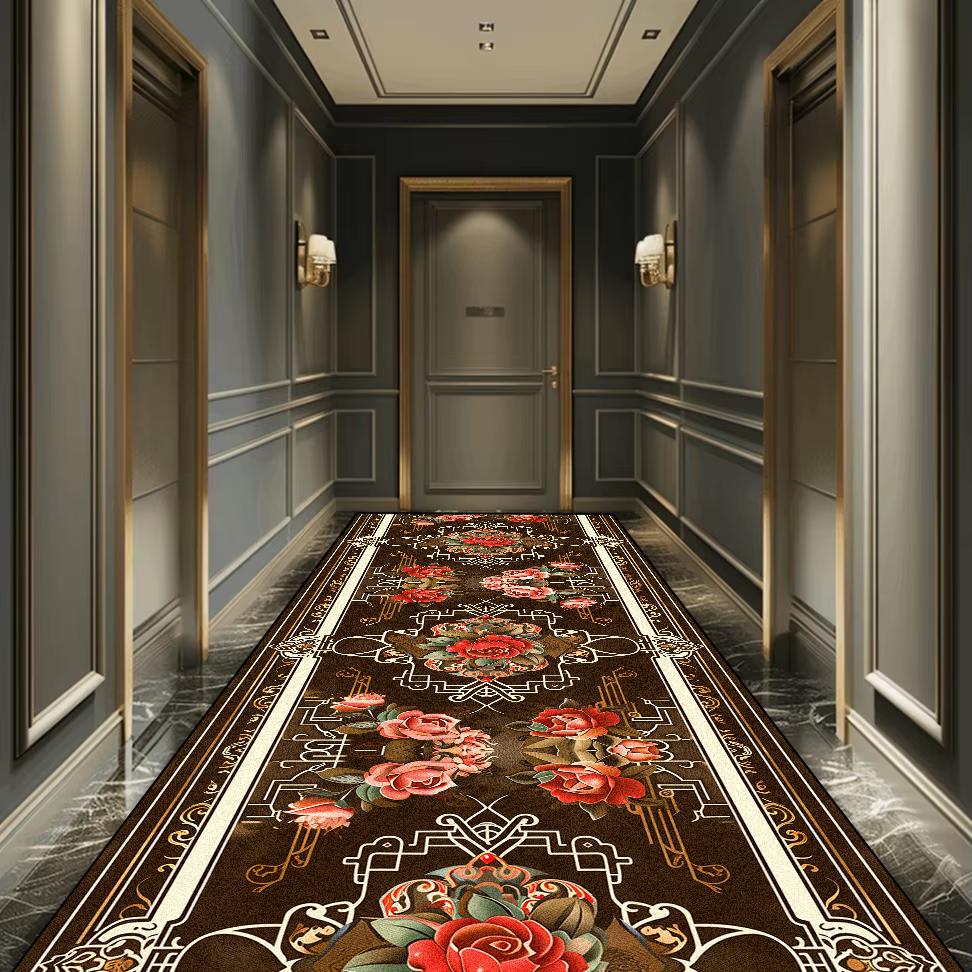 Hochwertiger Luxus Europäischer Langer Flur Teppich Rutschfest Waschbar Flur Läufer Teppiche Treppenhaus Flur Dekoration Teppich Anpassbar