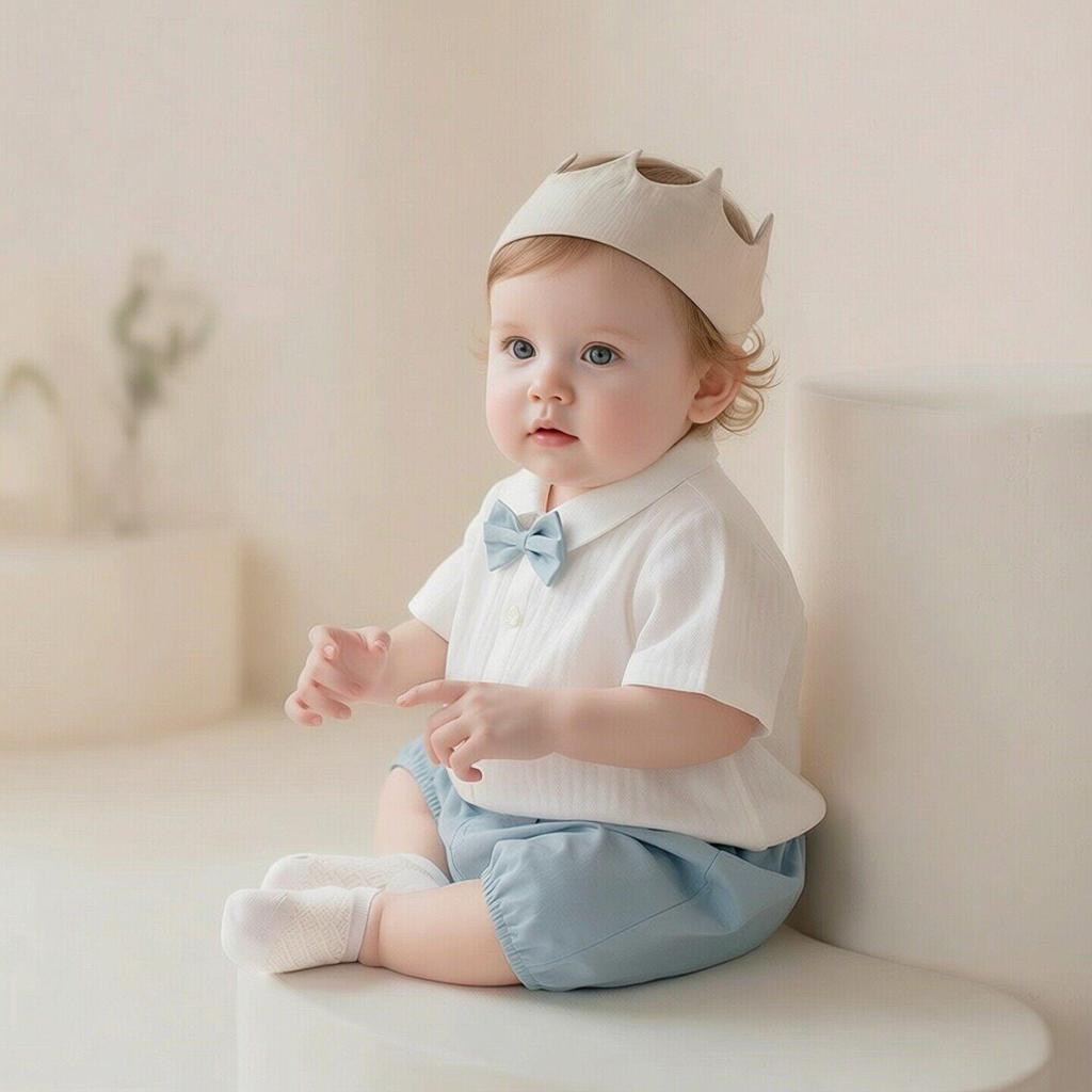 Koreanisch 2026 Sommer Baby Junge Fliege Formell 100 Tage Reine Baumwolle Kurzarmhemd