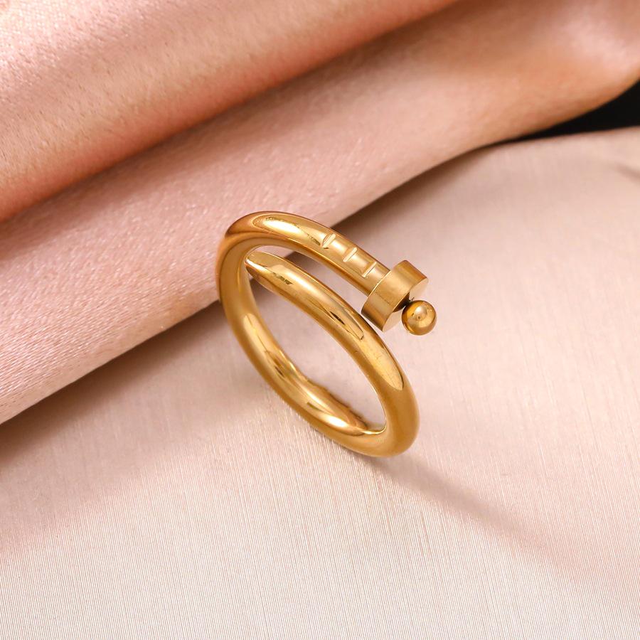 Unisex Gold-Plated Titanium Steel Nail Bracelet & Ring Set