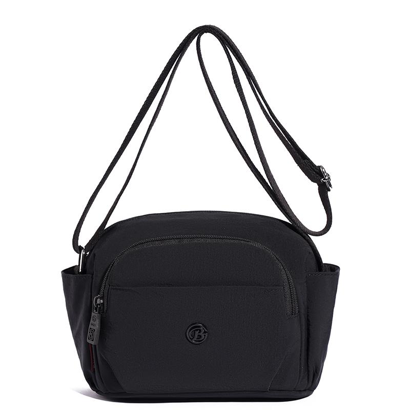 Borsa a tracolla leggera in nylon con tasca frontale con cerniera Borsa a spalla casual da donna per viaggi quotidiani