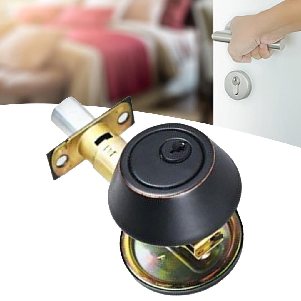 Ball Door Knob Universal Protection Classic Entrance Keyed Interior Door Knob for Home Use Black