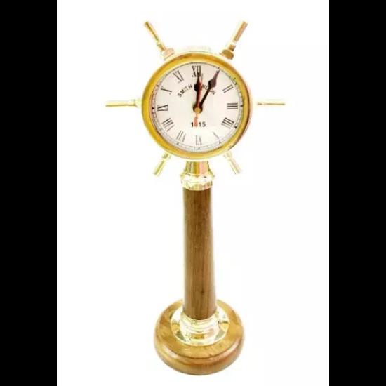 Antique Nautical Table Top Clock Vintage Maritime Ship Wheel Style Clock