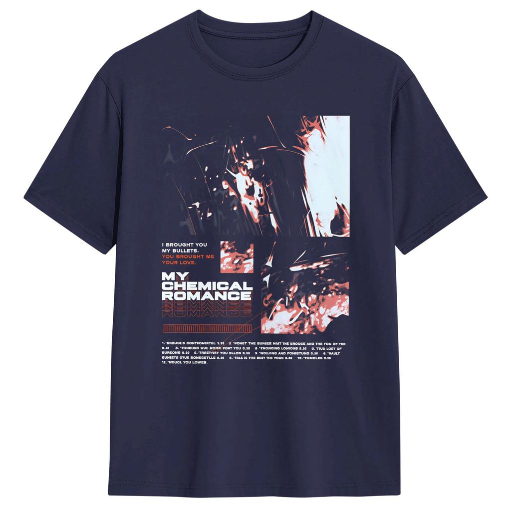 My Chemical RoUnisexce MCR Bullets 20 Years TShirt Summer Harajuku T Shirts Unisex Cotton Crewneck Short Sleeve Y2K Basic Tops