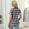 Women's Casual Floral Print V-Neck Short Sleeve Decorative Button T-Shirt Top