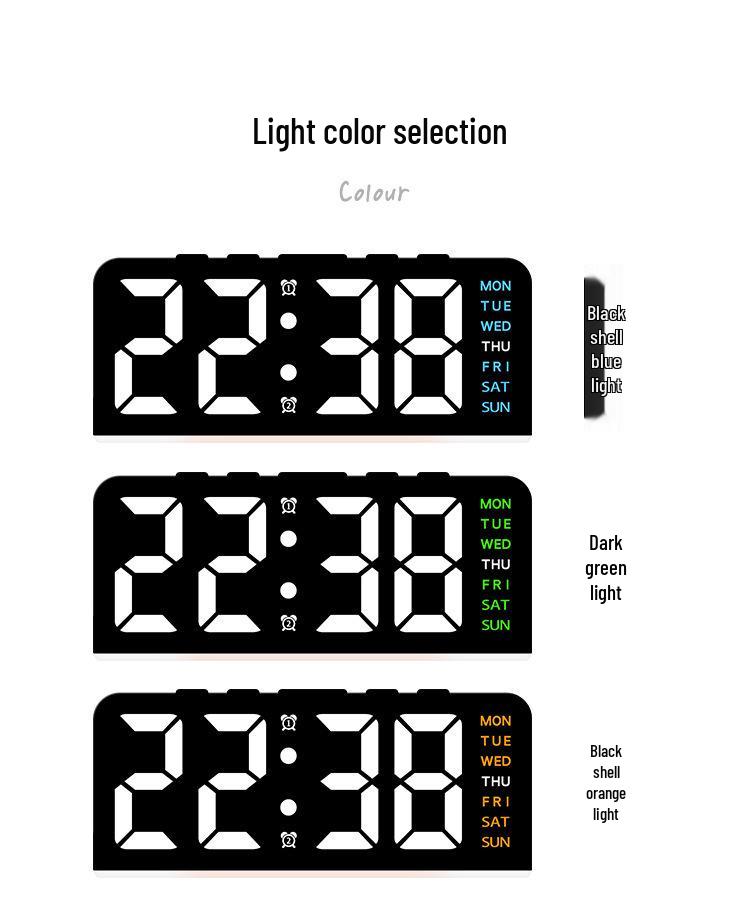 GH8033 Innovative LED Digital Desk Clock with Large Numerals - Multifunctional Alarm and Date Display