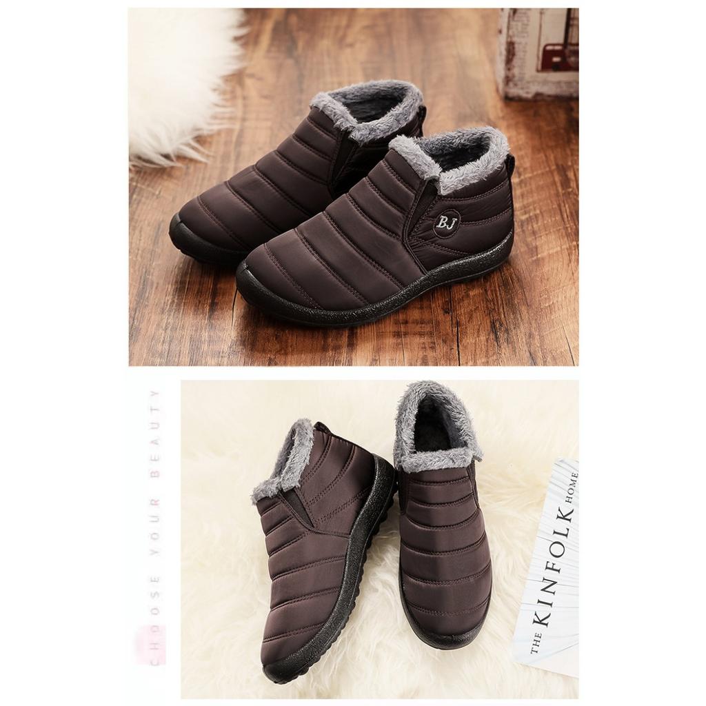 Large Size Cotton Shoes for Women In Winter with Added Fleece and Thickened Snow Boots for Women, Unisex Low Cut Warm Cotton Boots